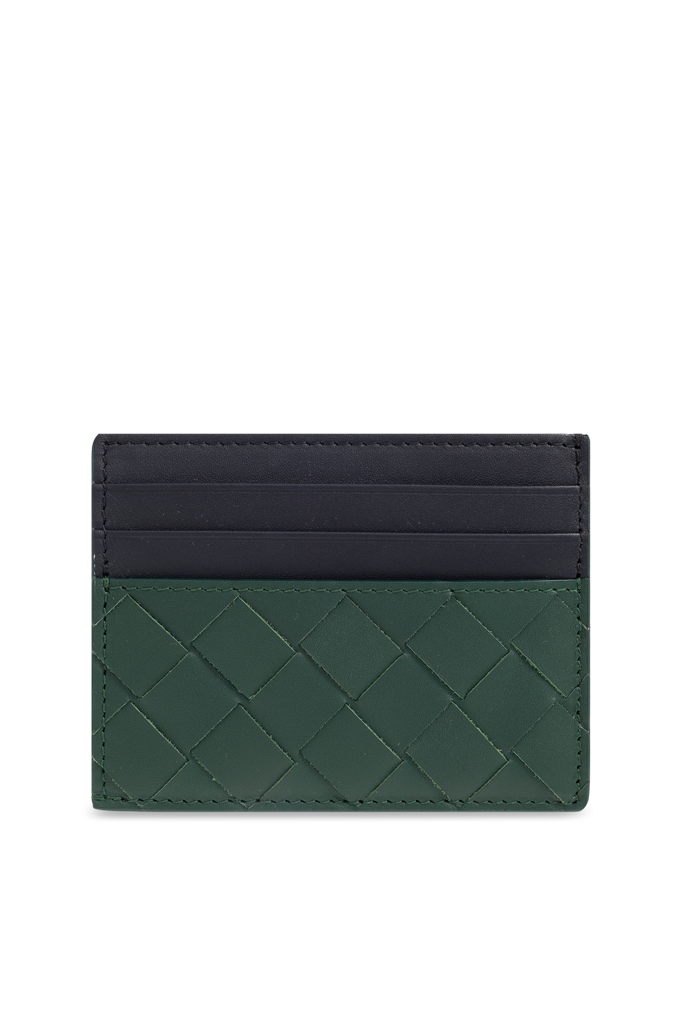 ★BOTTEGA VENETA★ Intrecciato Card Holder Midnight Blue 607 BOTTEGA VENETA | Intrecciato Leather Zip Pocket Cardholder